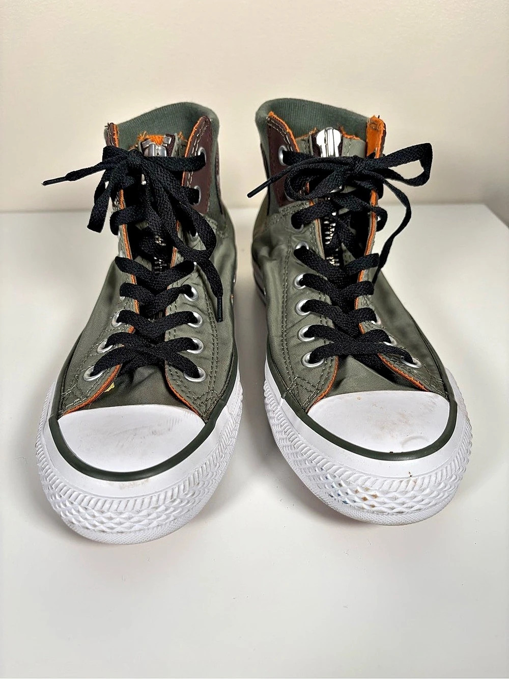 Converse Chuck Taylor All Star MA-1 Zip Hi High Top Sneakers Green & White